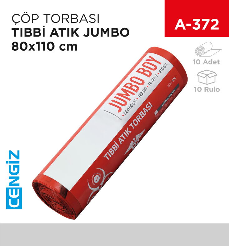 ÇÖP TORBASI TIBBİ ATIK RULO JUMBO 80*110 CM (10LU) (810GR)