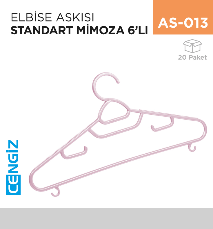 ELBİSE ASKISI STANDART MİMOZA 6LI (TP 127)