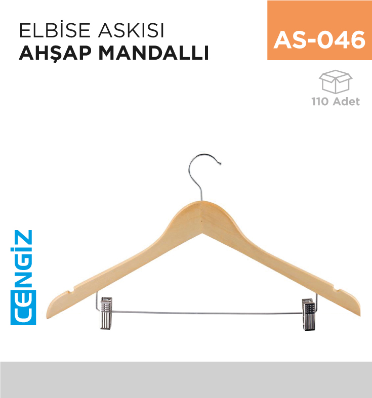 ELBİSE ASKISI AHŞAP MANDALLI