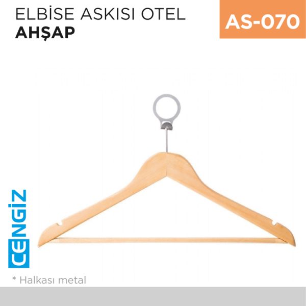 ELBİSE ASKISI OTEL AHŞAP (METAL HALKALI)