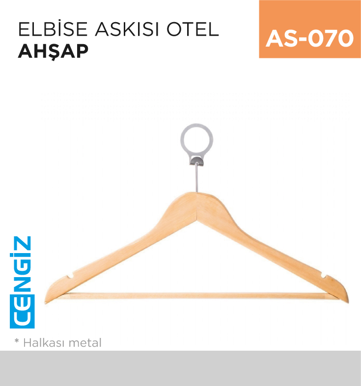 ELBİSE ASKISI OTEL AHŞAP (METAL HALKALI)