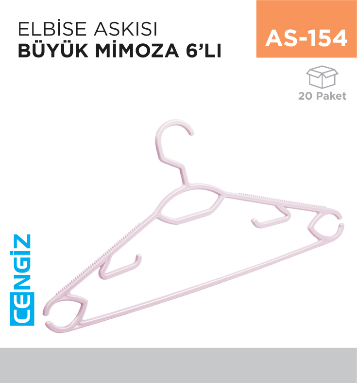 ELBİSE ASKISI BÜYÜK MİMOZA 6LI (TP 126)