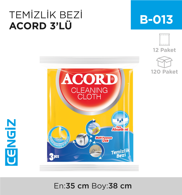 TEMİZLİK BEZİ ACORD 3LÜ (504)