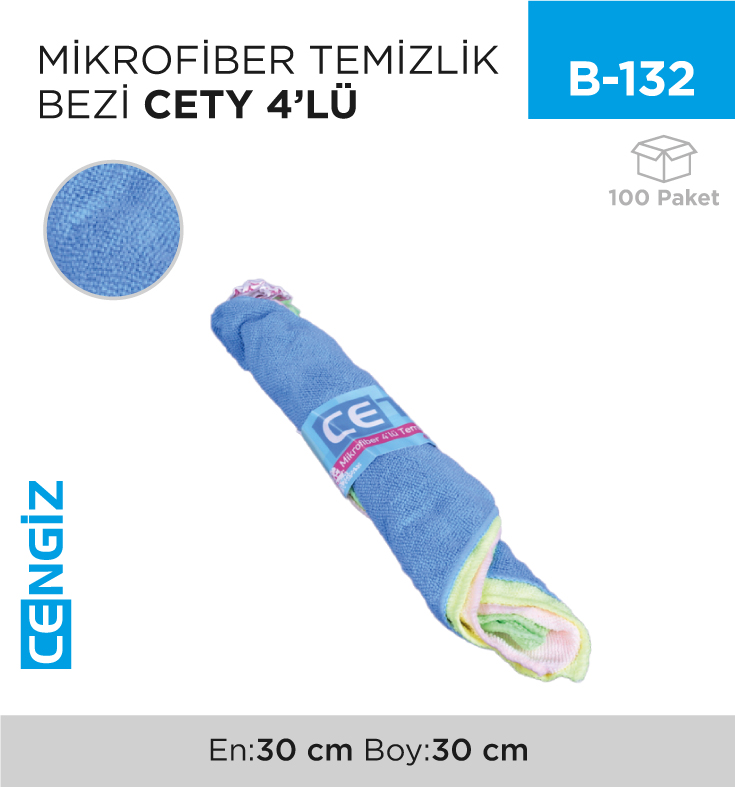 MİKROFİBER TEMİZLİK BEZİ CETY 4 LÜ (LINEX)