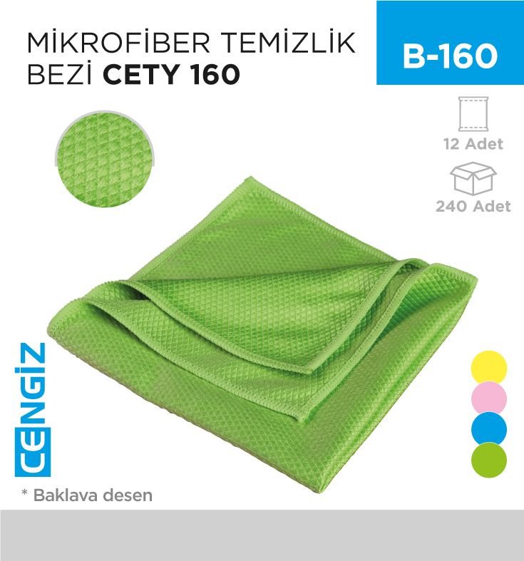 MİKROFİBER TEMİZLİK BEZİ CETY 160 (LINEX BAKLAVA DESEN)