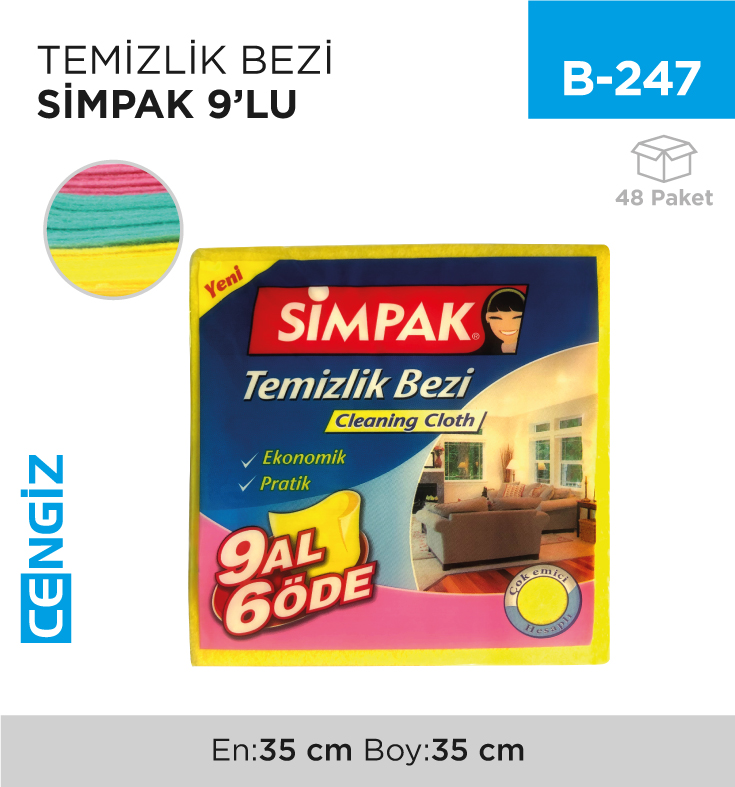 TEMİZLİK BEZİ SİMPAK 9LU (2589)