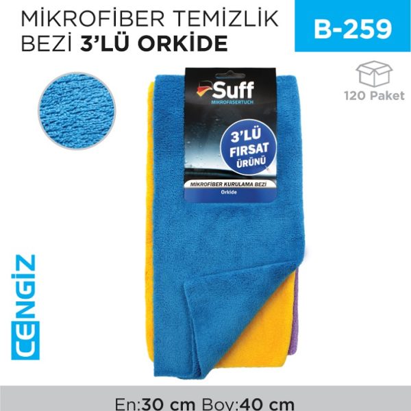 MİKROFİBER TEMİZLİK BEZİ 3LÜ ORKİDE (30*40 CM)(A07-4030-250)