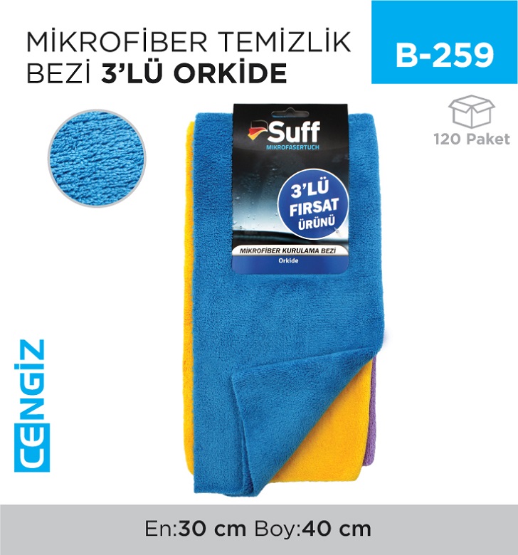 MİKROFİBER TEMİZLİK BEZİ 3LÜ ORKİDE (30*40 CM)(A07-4030-250)