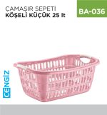 ÇAMAŞIR SEPETİ KÖŞELİ KÜÇÜK (25 LT)(E-290)