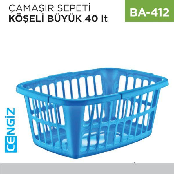 ÇAMAŞIR SEPETİ KÖŞELİ BÜYÜK (40 LT) (E-297)