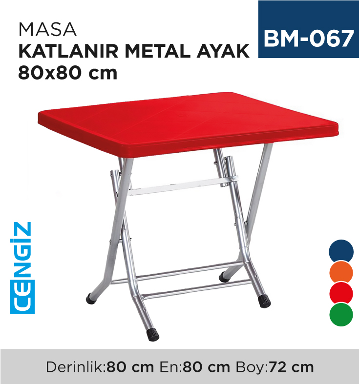 MASA KATLANIR METAL AYAK 80 CM*80 CM RENKLİ