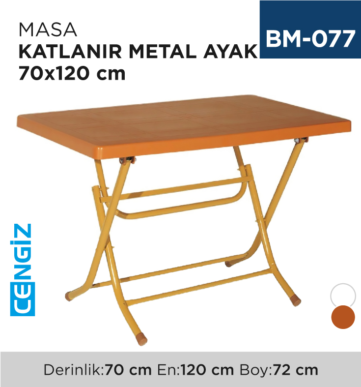 MASA KATLANIR METAL AYAK 70 CM*120 CM
