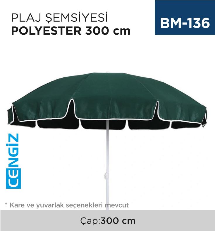 PLAJ ŞEMSİYESİ POLYESTER ÇAP:300 CM