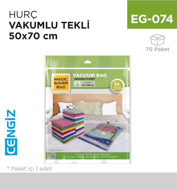 HURÇ VAKUMLU TEKLİ 50 CM*70 CM (L)