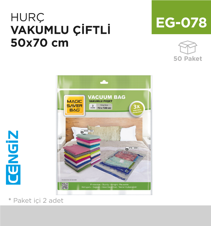 HURÇ VAKUMLU 2Lİ 50 CM*70 CM (L)