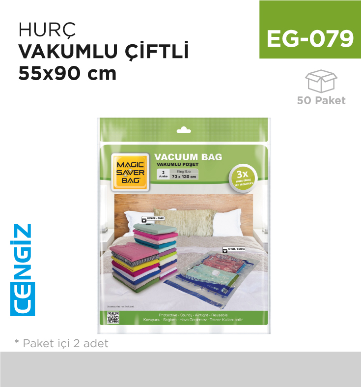 HURÇ VAKUMLU 2Lİ 55 CM*90 CM ( XL)