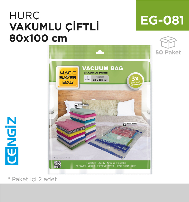 HURÇ VAKUMLU 2Lİ 80 CM*100 CM (XXL)