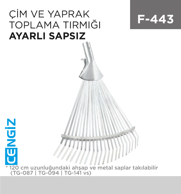 ÇİM VE YAPRAK TOPLAMA TIRMIĞI AYARLI SAPSIZ