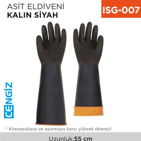 ASİT ELDİVENİ KALIN SİYAH (55 CM) (H2-55)