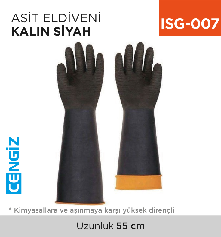 ASİT ELDİVENİ KALIN SİYAH (55 CM) (H2-55)
