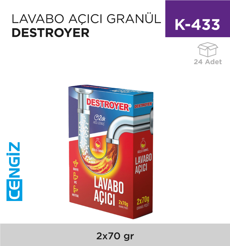 LAVABO AÇICI GRANÜL DESTROYER 2*70 GR
