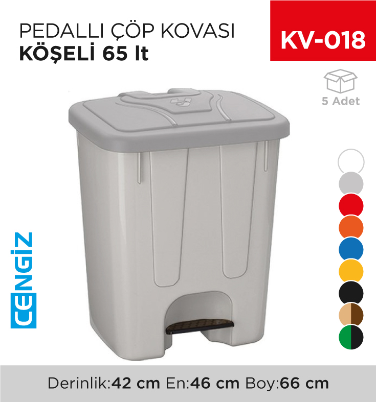 PEDALLI ÇÖP KOVASI KÖŞELİ 65 LT (4260)