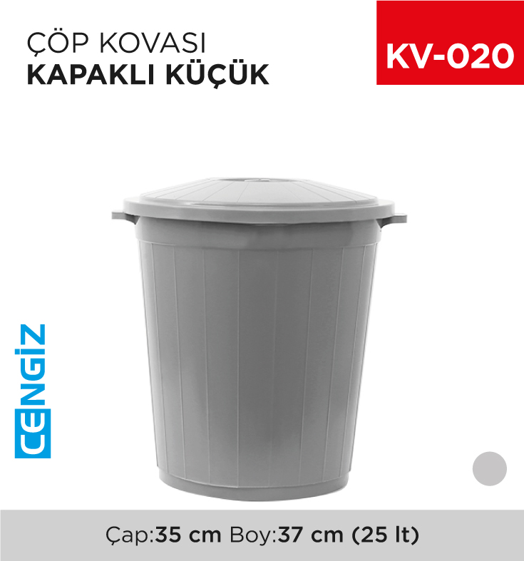 KÜÇÜK ÇÖP KOVASI KAPAKLI 25 LT (UP 108)
