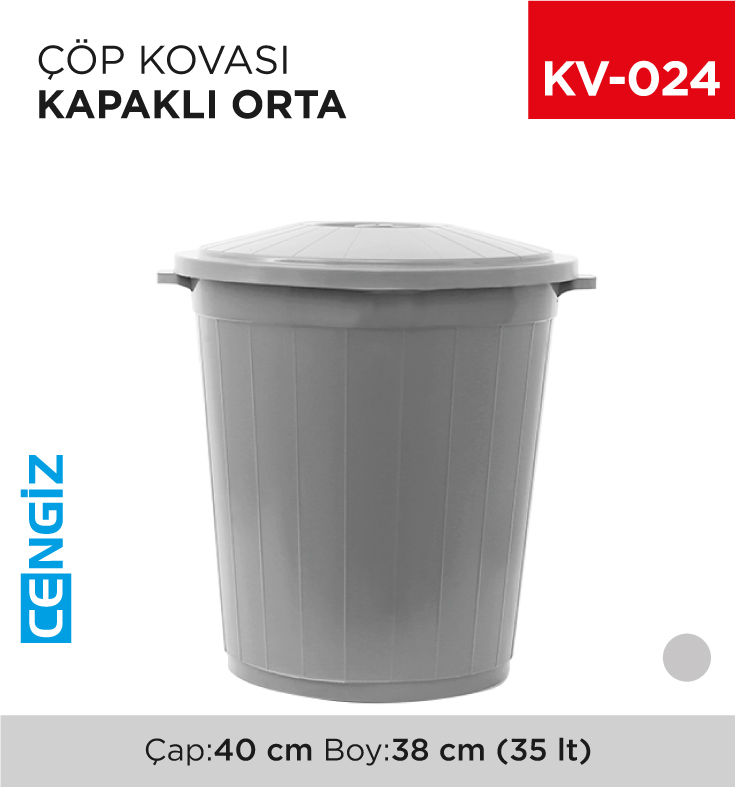 ORTA ÇÖP KOVASI KAPAKLI 35 LT (UP 110)