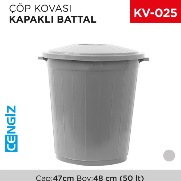 BATTAL ÇÖP KOVASI KAPAKLI 50 LT (UP 104)