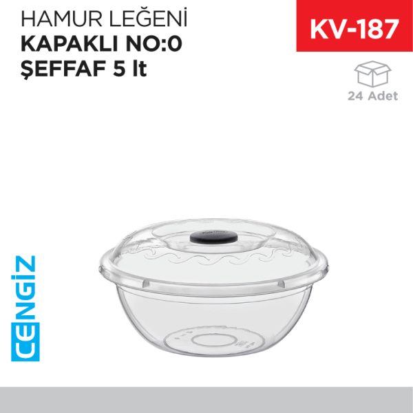 HAMUR LEĞENİ KAPAKLI NO:0 ŞEFFAF (5 LT) (E-100)