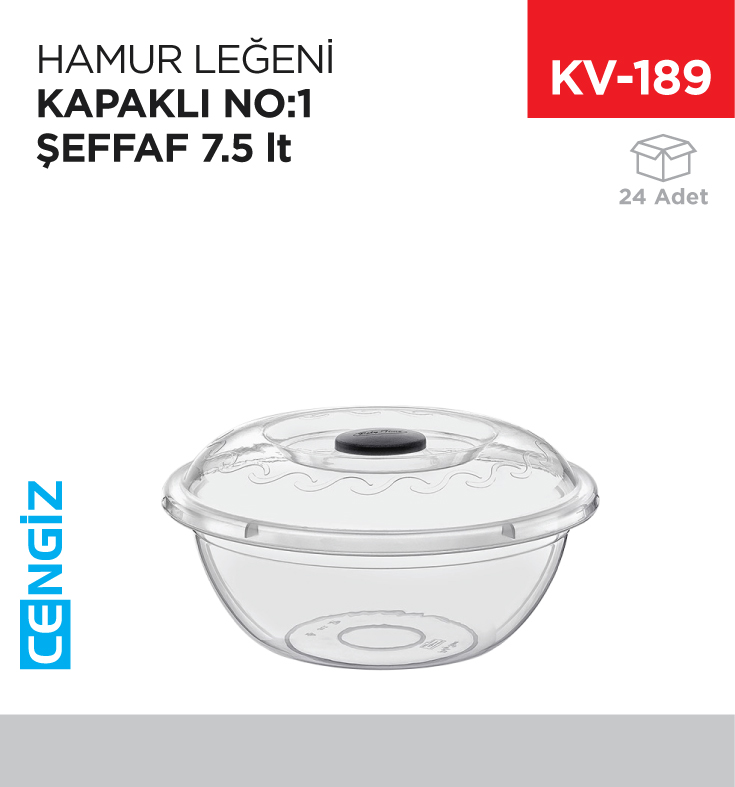 HAMUR LEĞENİ KAPAKLI NO:1 ŞEFFAF (7.5 LT) (E101)