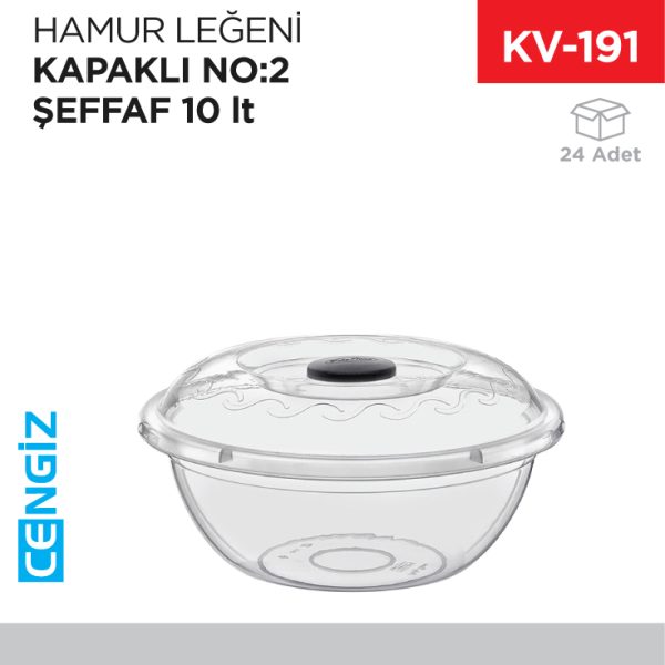 HAMUR LEĞENİ KAPAKLI NO:2 ŞEFFAF (10 LT) (E-102)