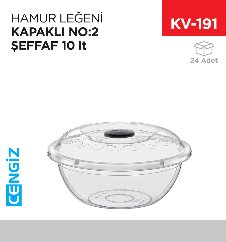 HAMUR LEĞENİ KAPAKLI NO:2 ŞEFFAF (10 LT) (E-102)