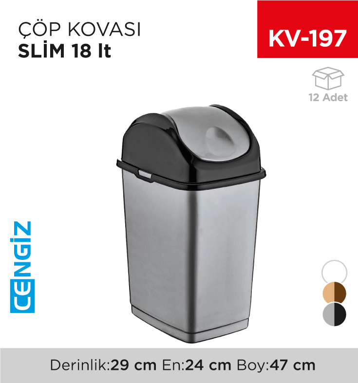 SLİM ÇÖP KOVASI 18 LT (09403)