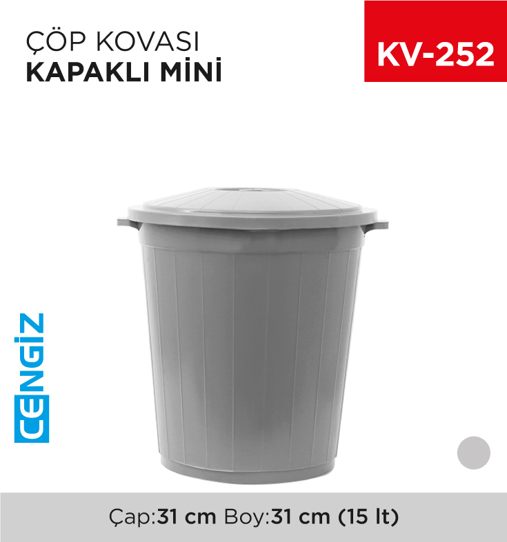 MİNİ ÇÖP KOVASI KAPAKLI 15 LT (UP 134)