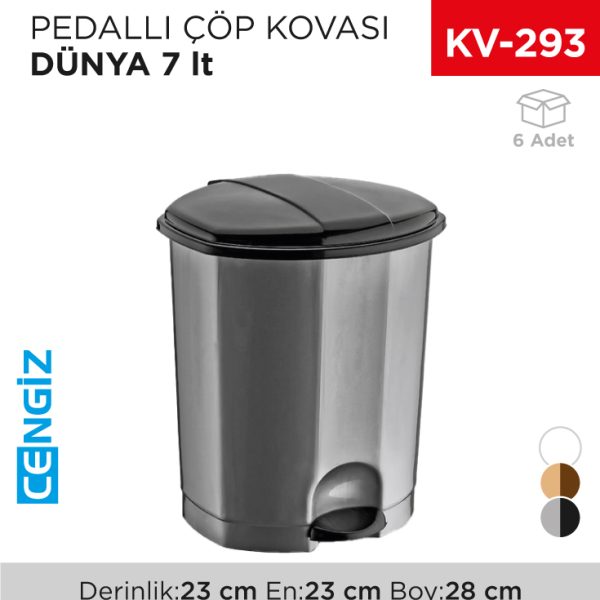 PEDALLI ÇÖP KOVASI DÜNYA 7 LT (01011)