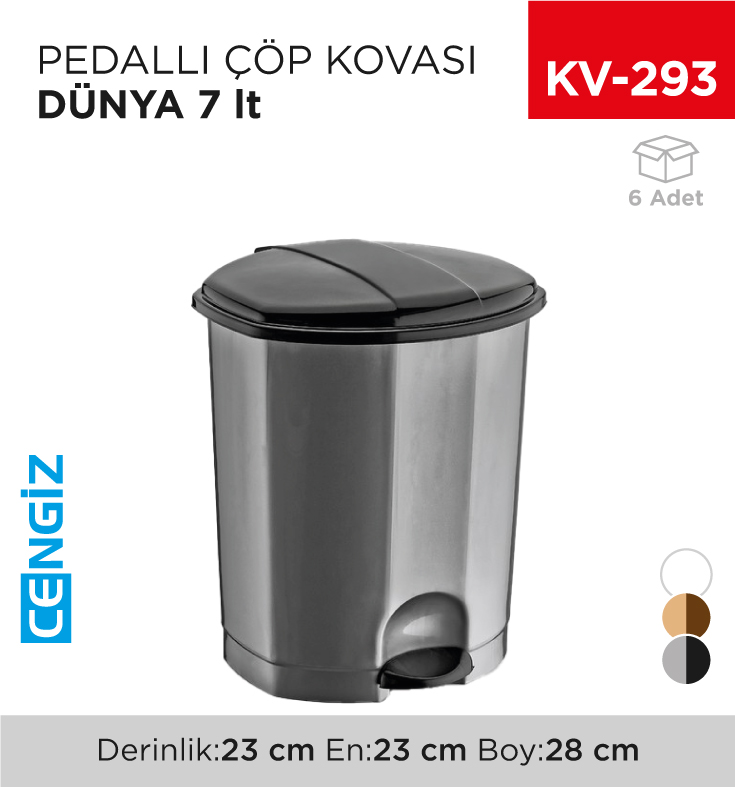 PEDALLI ÇÖP KOVASI DÜNYA 7 LT (01011)
