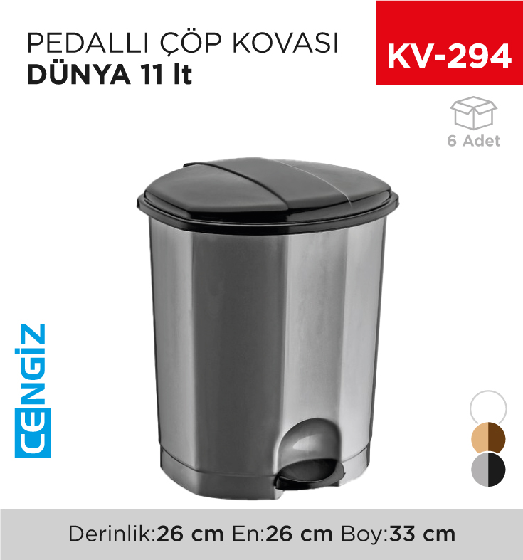 PEDALLI ÇÖP KOVASI DÜNYA 11 LT  (01012)
