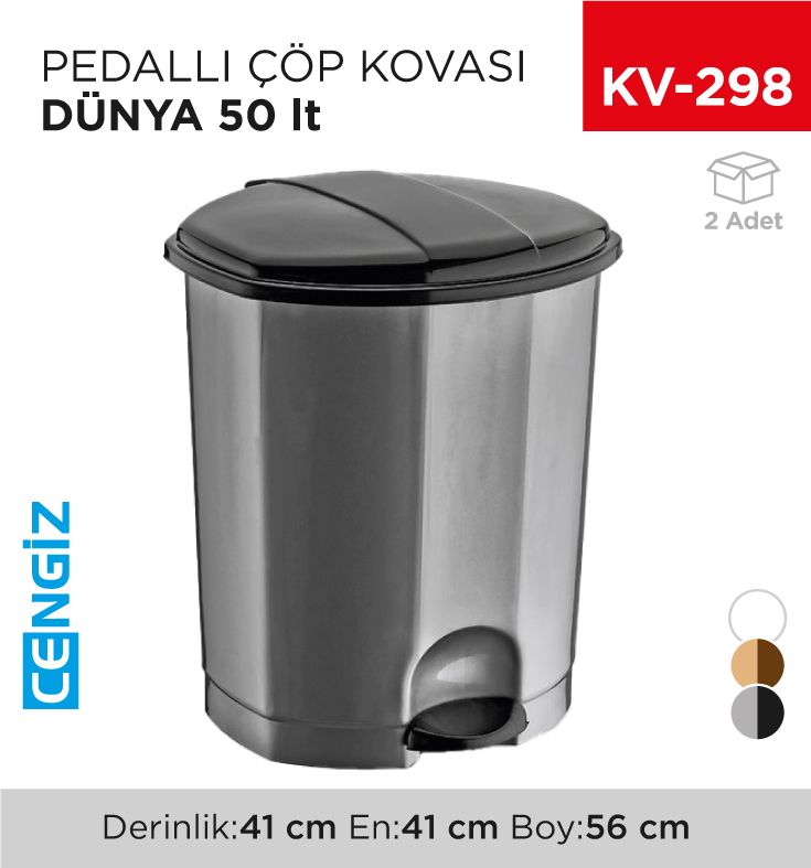 PEDALLI ÇÖP KOVASI DÜNYA 50 LT (01015)