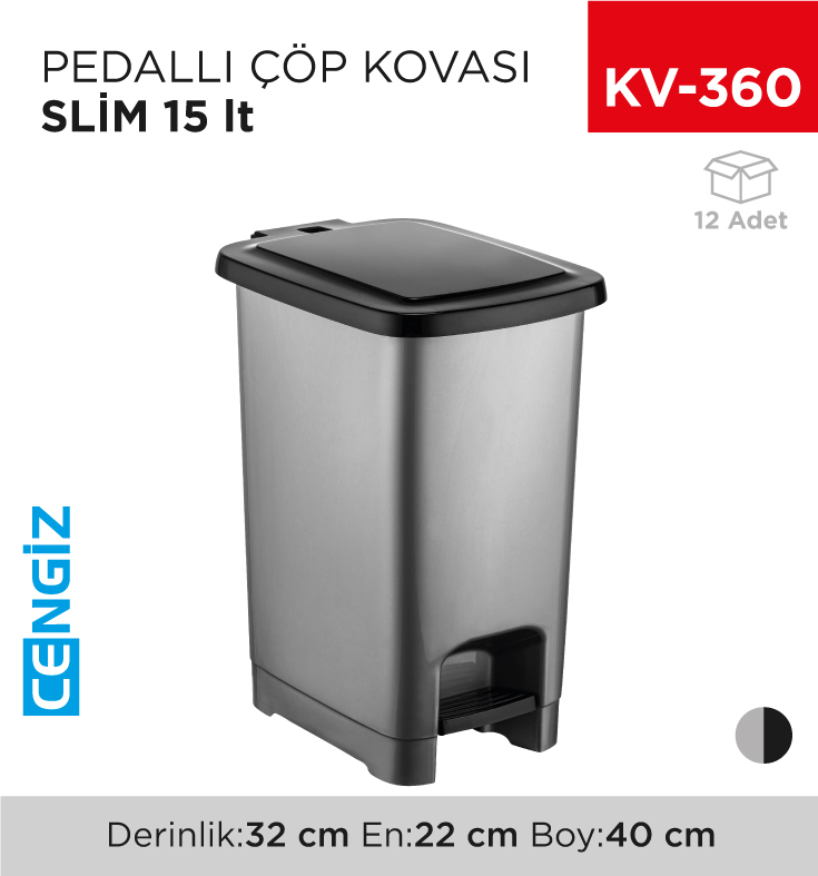 PEDALLI ÇÖP KOVASI SLİM 15 LT (4281)