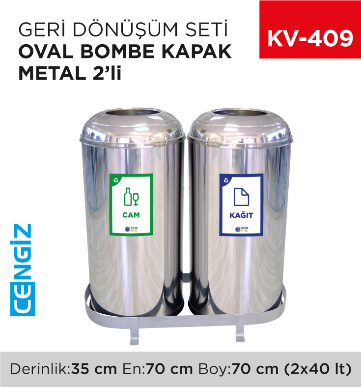 GERİ DÖNÜŞÜM SETİ OVAL BOMBE KAPAK METAL 2Lİ