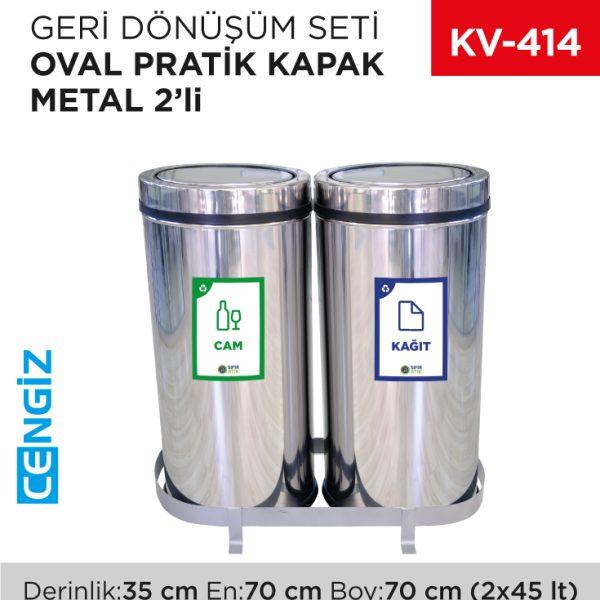 GERİ DÖNÜŞÜM SETİ OVAL PRATİK KAPAK METAL 2Lİ