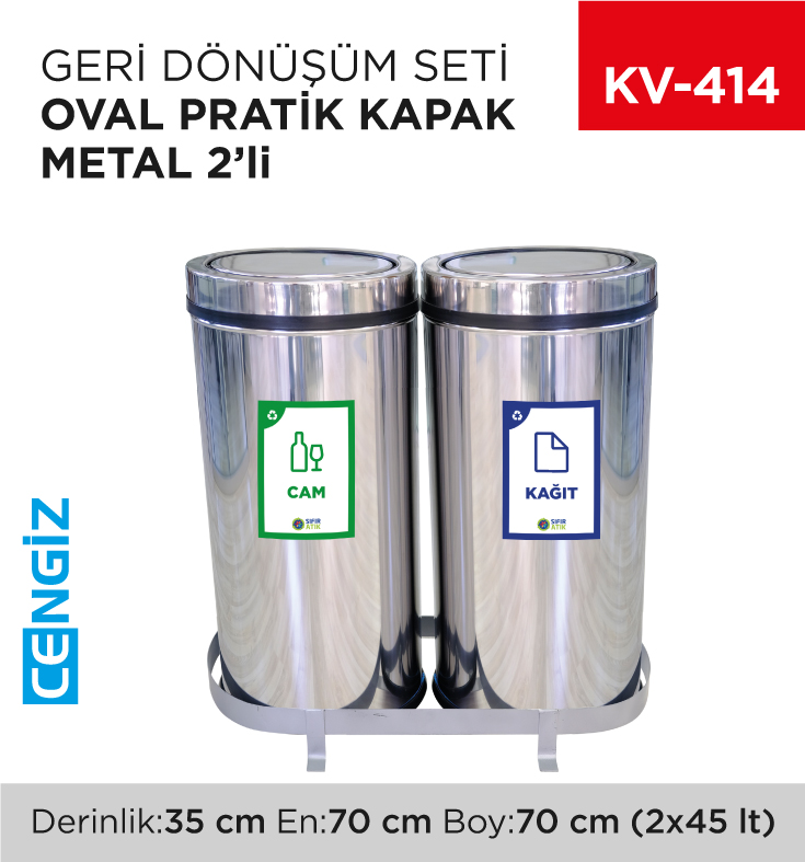 GERİ DÖNÜŞÜM SETİ OVAL PRATİK KAPAK METAL 2Lİ