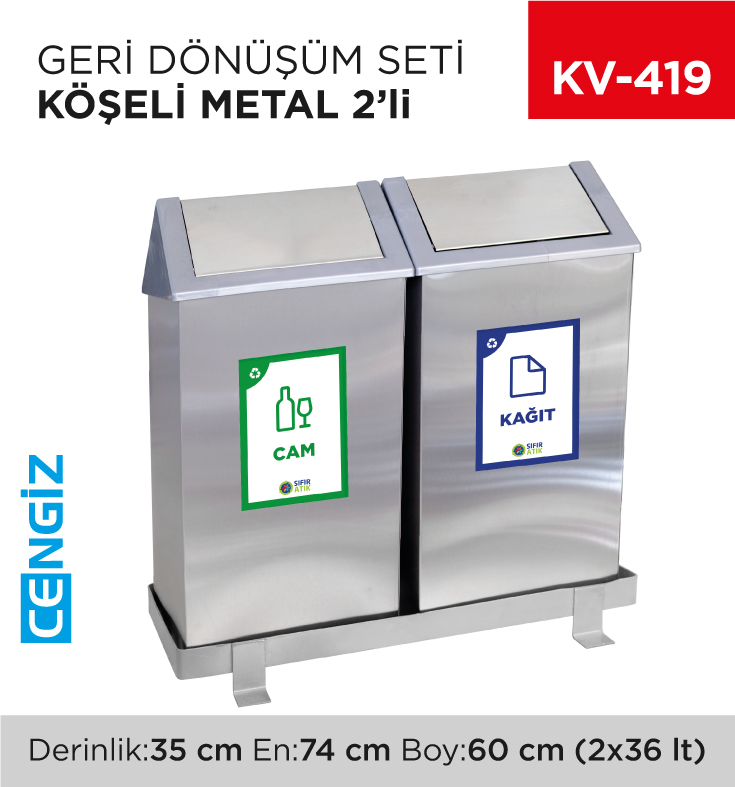 GERİ DÖNÜŞÜM SETİ KÖŞELİ METAL 2Lİ