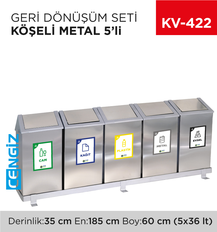 GERİ DÖNÜŞÜM SETİ KÖŞELİ METAL 5Lİ