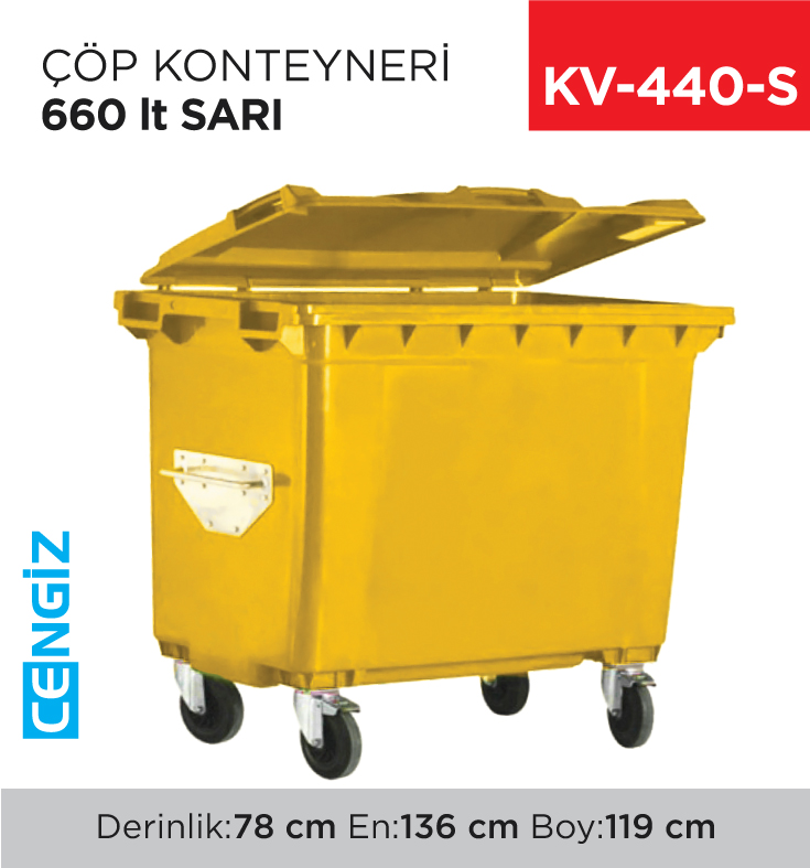ÇÖP KONTEYNERİ 660 LT SARI