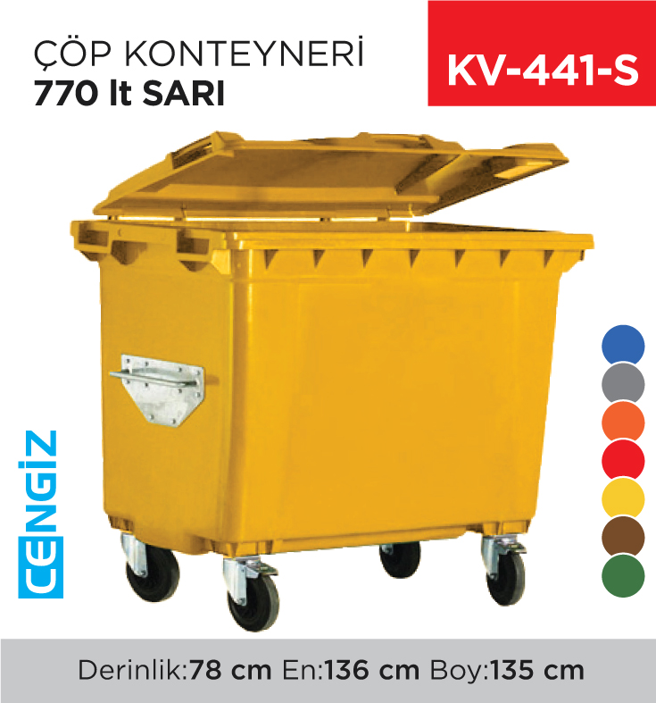 ÇÖP KONTEYNERİ 770 LT SARI