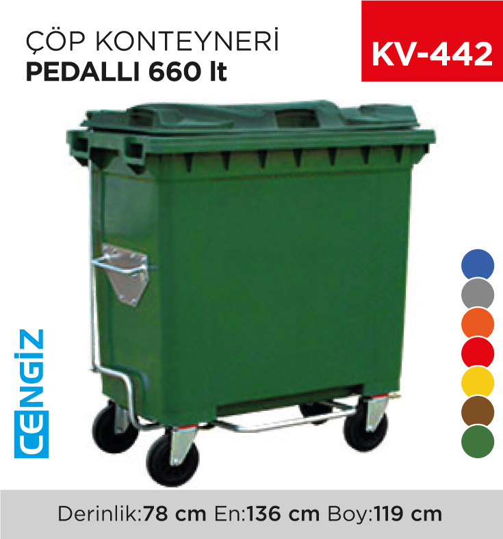 ÇÖP KONTEYNERİ PEDALLI 660 LT