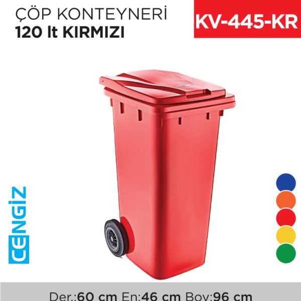 ÇÖP KONTEYNERİ 120 LT KIRMIZI (6505)