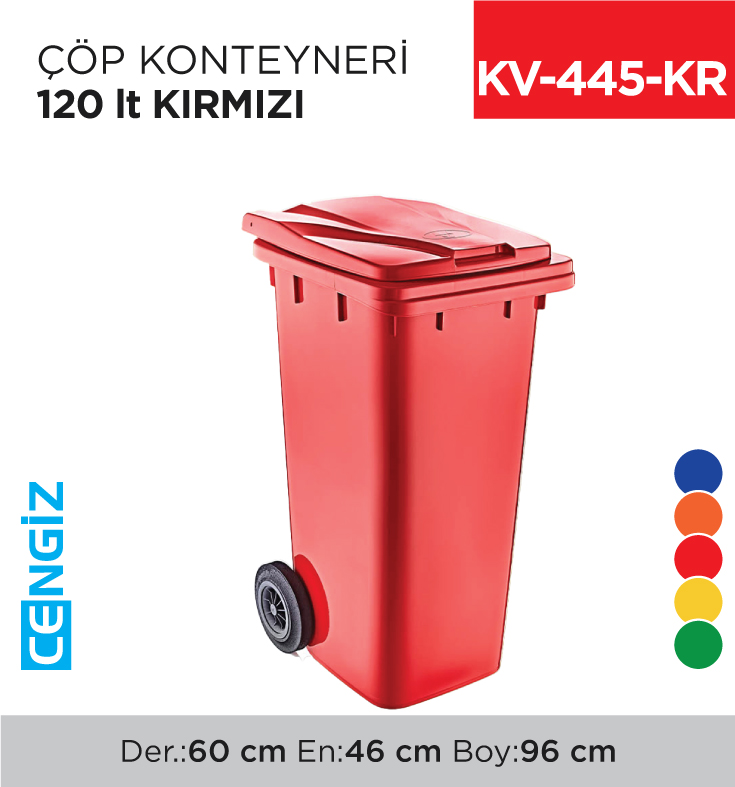 ÇÖP KONTEYNERİ 120 LT KIRMIZI (6505)